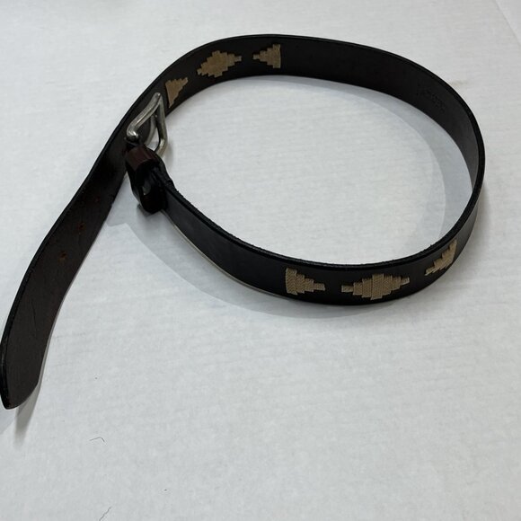 J Crew Belt Womens 30 Brown Genuine Leather Stitched Aztec Southwestern Cowgirl - Picture 8 of 11